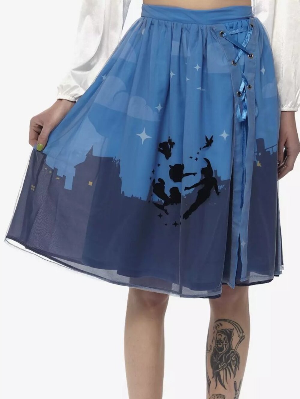 Disney Peter Pan Night Sky Lace-Up Skirt Hot Topic Size Large NWT